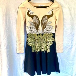 Peacock print dress